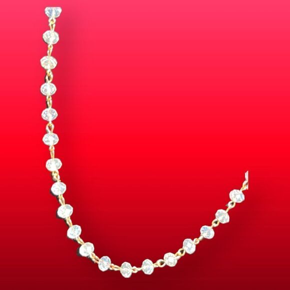 Fashion Jewelry Set Gold Tone Clear Diamond Cut Plastic Beads Earrings - Picture 2 of 6